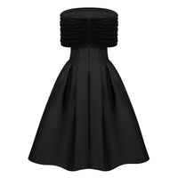 Ainara Black Off Shoulder Polished Midi Dress
