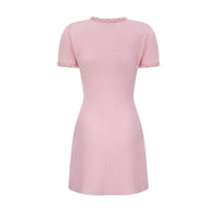 Eugénie pink beaded knit mini dress
