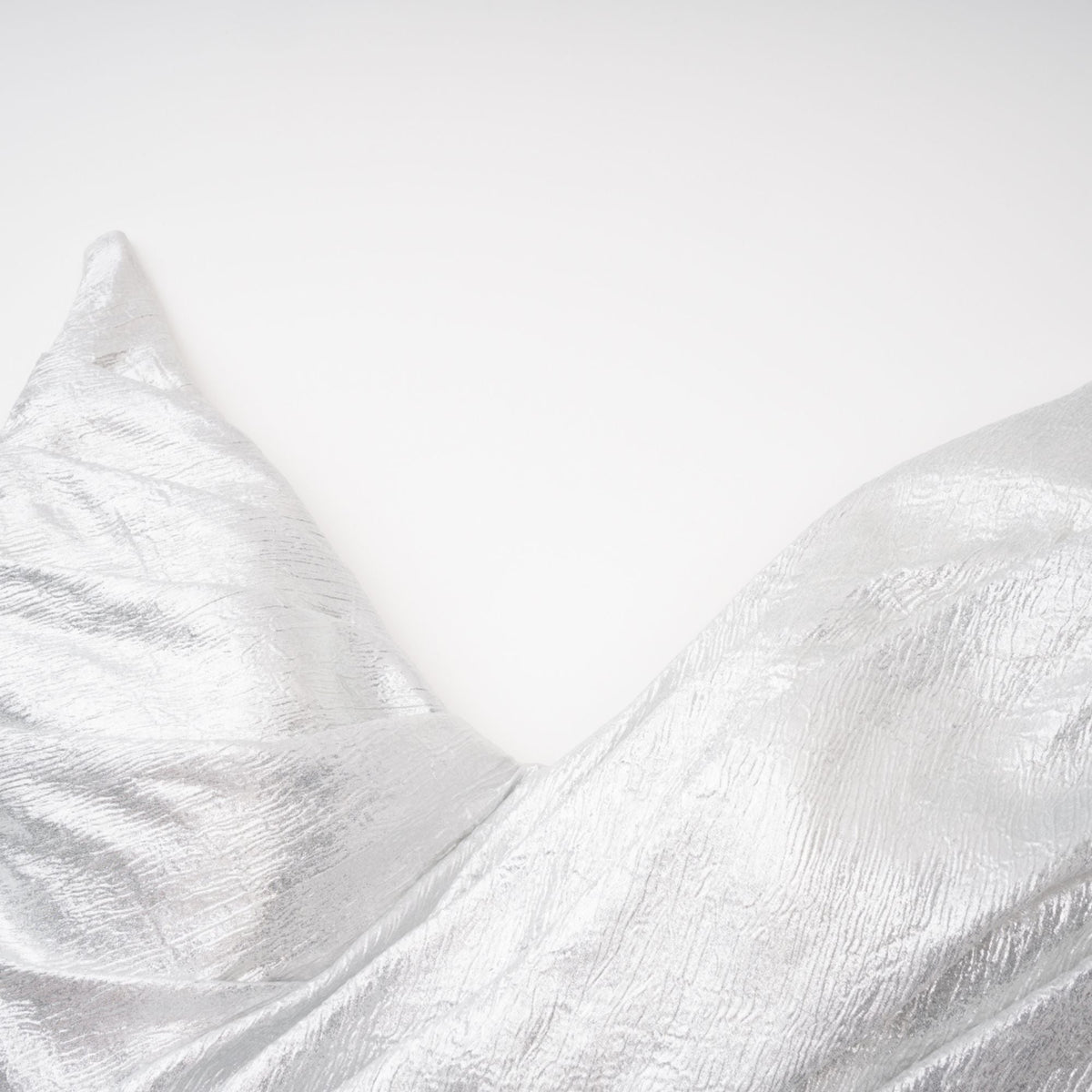 Adina Silver Glossy Asymmetrical Ruched Gown