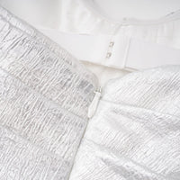 Adina Silver Glossy Asymmetrical Ruched Gown