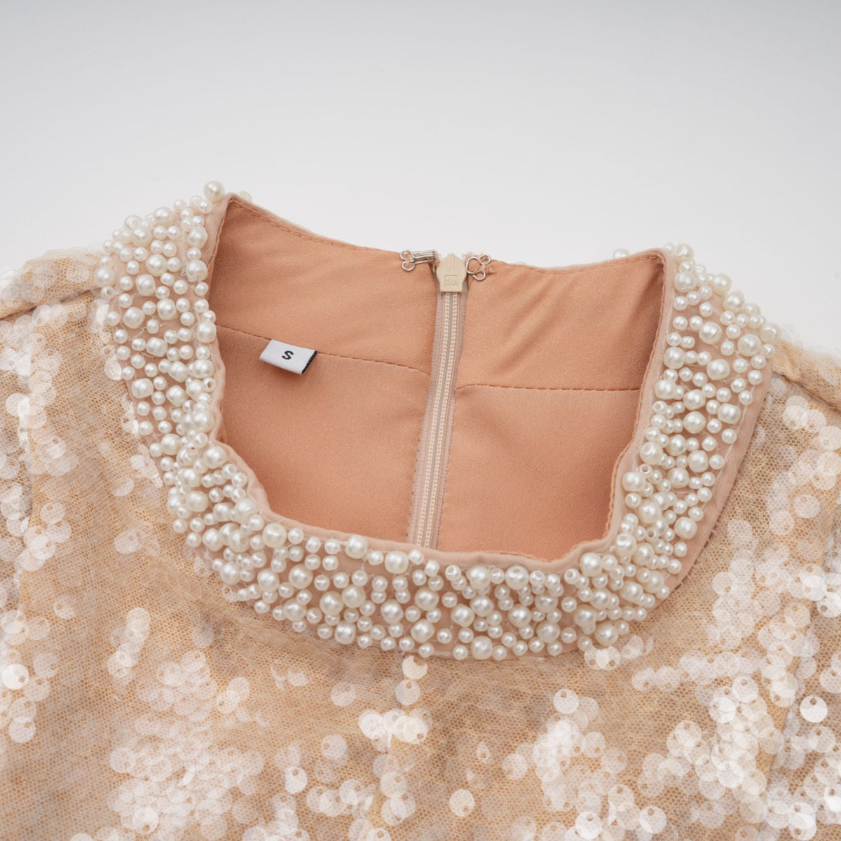 Ornella faux-pearl sequined midi dress