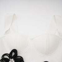 Olivia white floral-appliqué bandage maxi dress