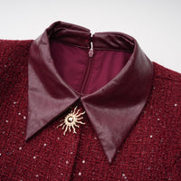 Ancora Red Embellished Tweed Mini Dress