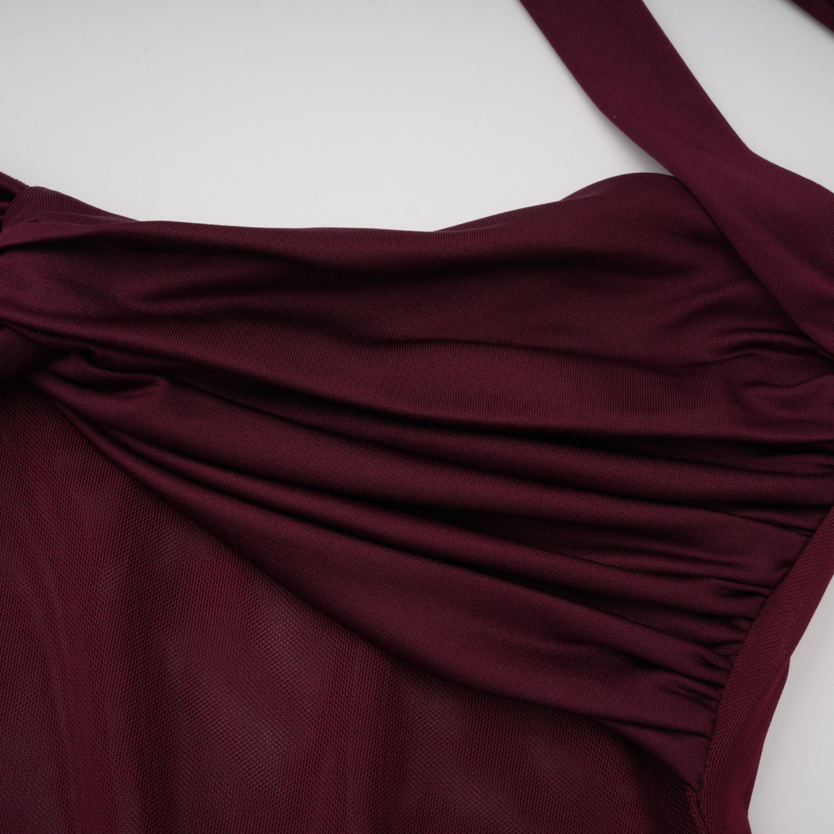 Amandine Burgundy Halterneck Gathered Maxi Dress