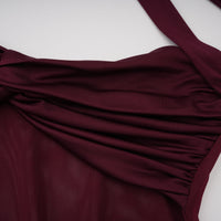 Amandine Burgundy Halterneck Gathered Maxi Dress