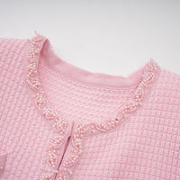 Eugénie pink beaded knit mini dress