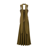 Sidonie Atrovirens Asymmetrical Maxi Gown (Without Gloves)
