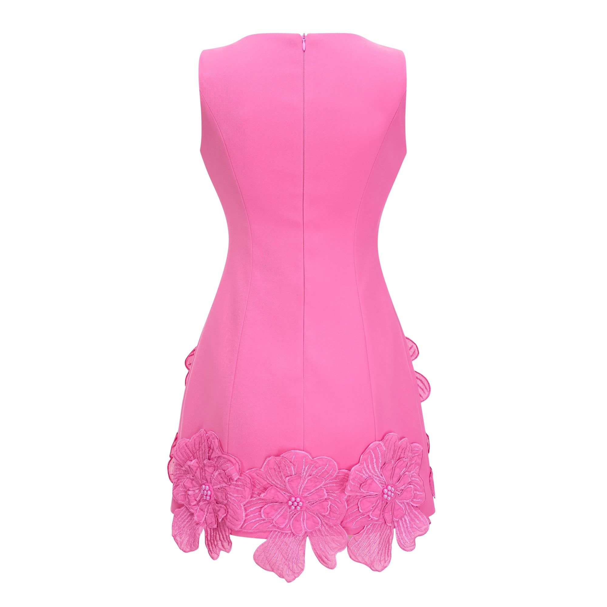 Fleurine Hot Pink Floral Appliqué Mini Dress