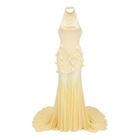 Yvette Yellow 3D Petal Mermaid Maxi Dress