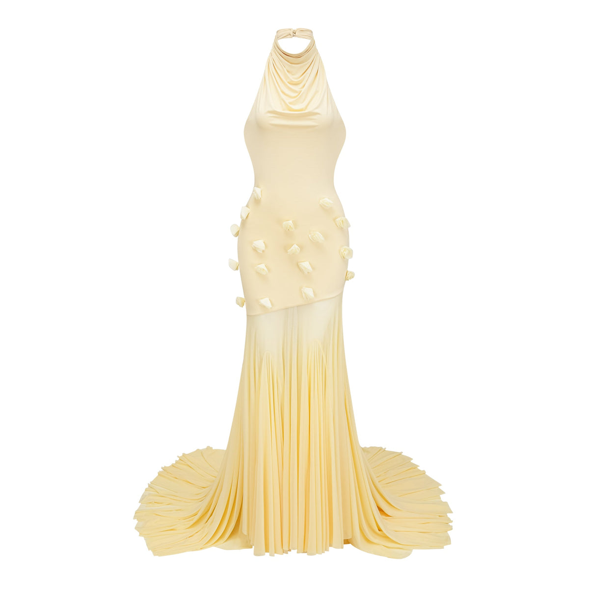 Yvette Yellow 3D Petal Mermaid Maxi Dress