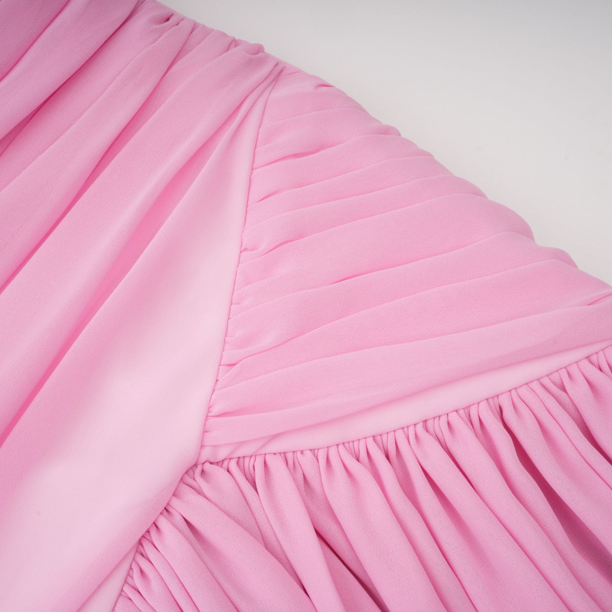 Laetitia Pink Pleated Train Ruched Maxi Dress