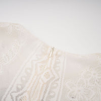 Phoebe white jacquard floral-lace pleated midi dress