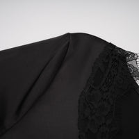 Raphaëlle Black Lace Panel Satin Maxi Dress
