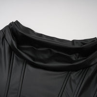 Agnes Black Ruched Leather Bodycon Mini Dress