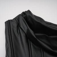 Agnes Black Ruched Leather Bodycon Mini Dress