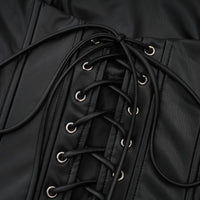 Agnes Black Ruched Leather Bodycon Mini Dress