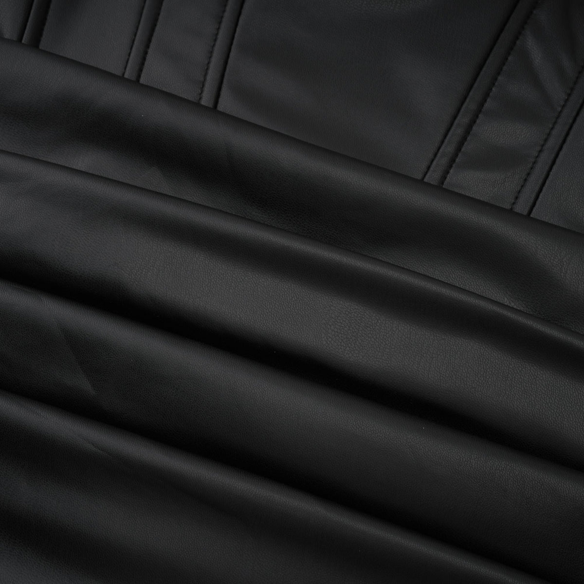 Agnes Black Ruched Leather Bodycon Mini Dress
