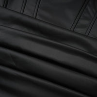 Agnes Black Ruched Leather Bodycon Mini Dress