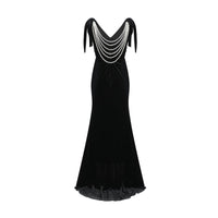 Audrey embellished velvet open-back maxi dress