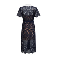 Ariane Navy Crochet-lace Midi Dress