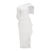 Kåre White Asymmetrical Gathered Midi Dress