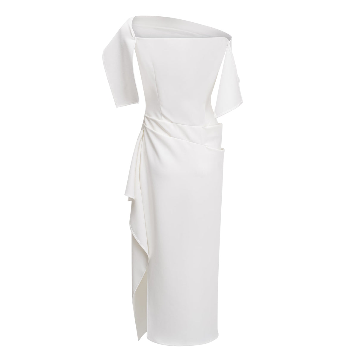 Kåre White Asymmetrical Gathered Midi Dress