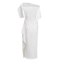 Kåre White Asymmetrical Gathered Midi Dress