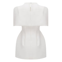 Kristveig White Cape Design Structured Mini Dress