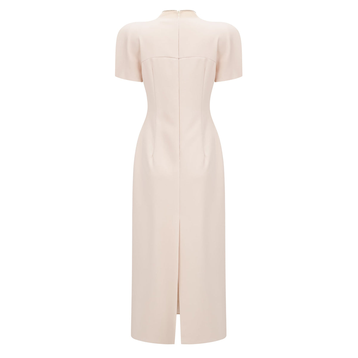 Quintella Neutral Floral Crystal Midi Dress