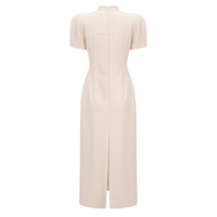 Quintella Neutral Floral Crystal Midi Dress