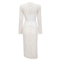 Oona White Floral Lace Pencil Midi Dress