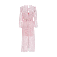 Elisabetta pink embellished floral-embroidered lace midi dress