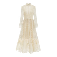 Éliane polka-dot lace-embroidered midi dress