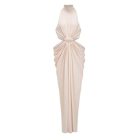 Joaquín Neutral Braid Detail Ruched Dress Maxi