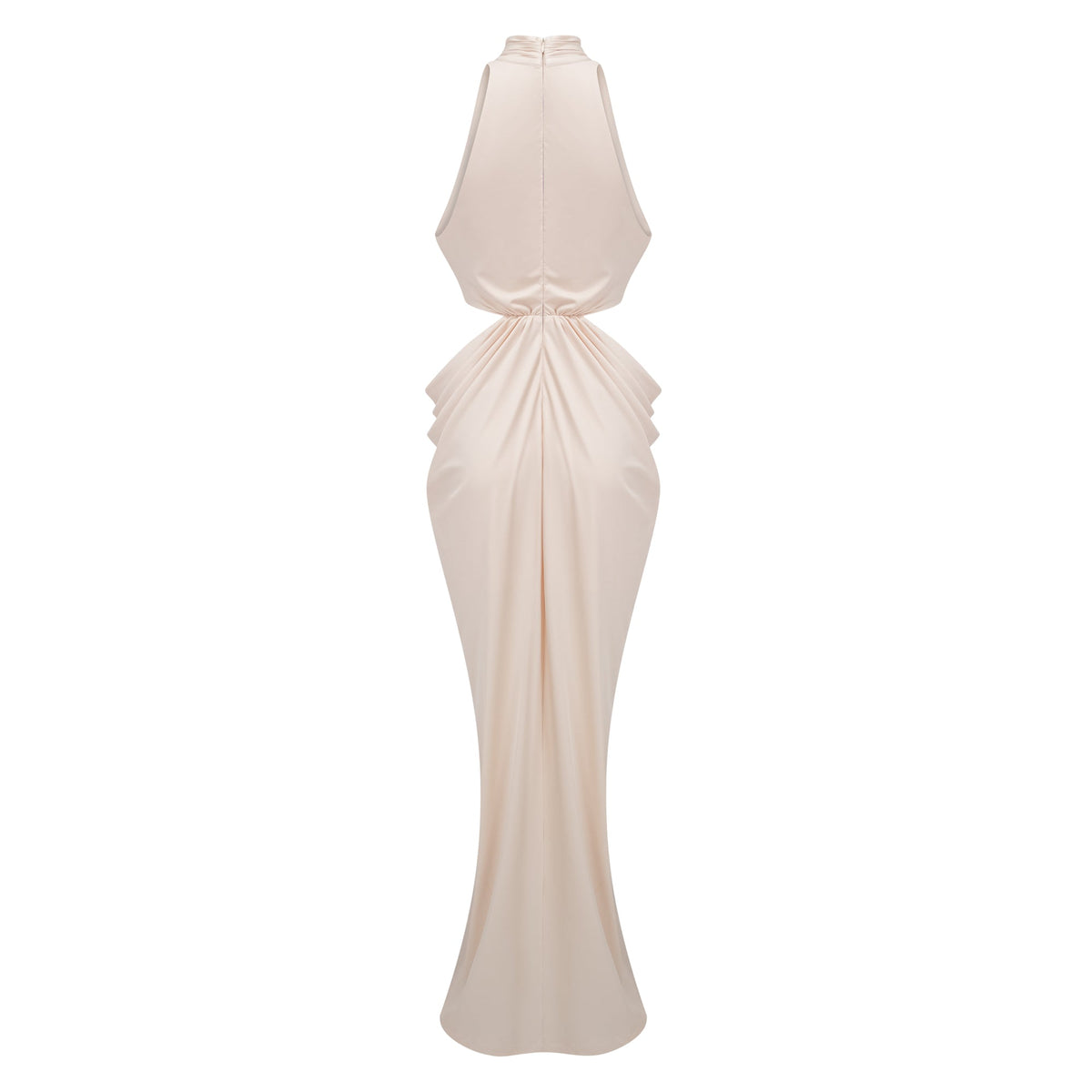 Joaquín Neutral Braid Detail Ruched Dress Maxi