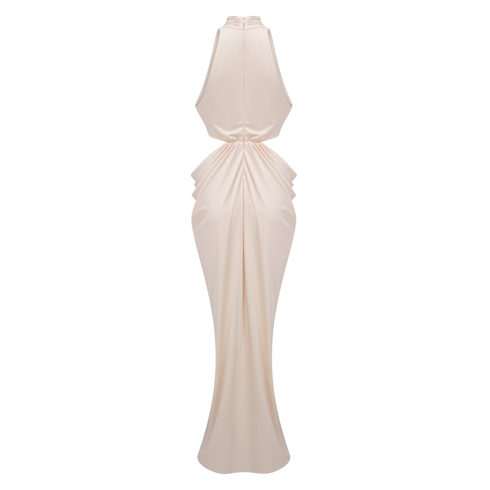 Joaquín Neutral Braid Detail Ruched Dress Maxi