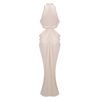 Joaquín Neutral Braid Detail Ruched Dress Maxi