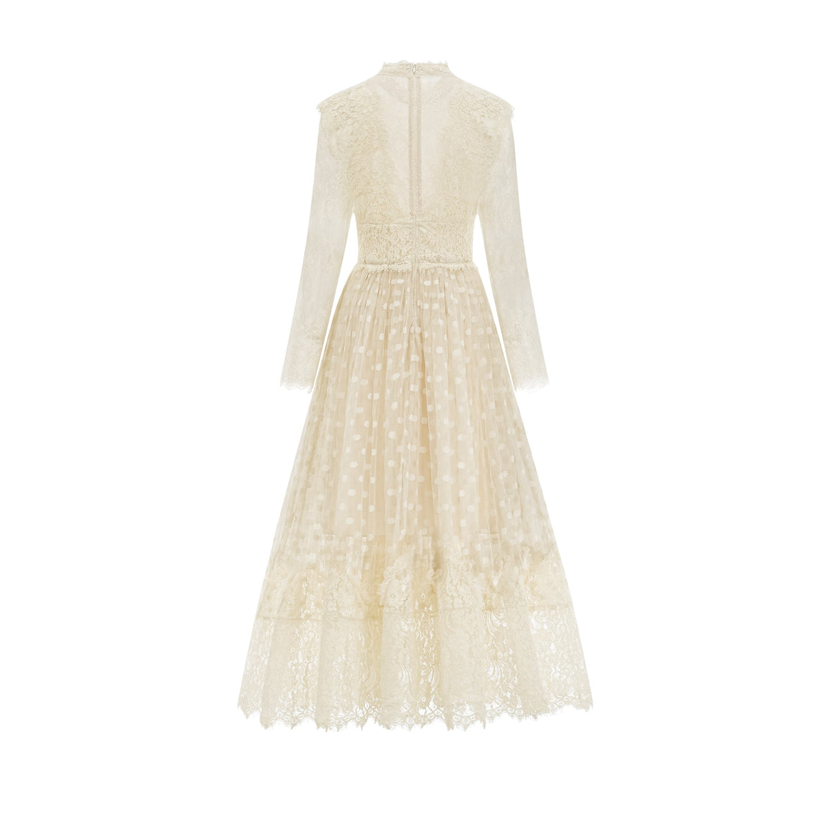 Éliane polka-dot lace-embroidered midi dress