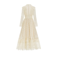 Éliane polka-dot lace-embroidered midi dress
