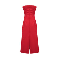 Irène Sequin Embroidered Off-Shoulder Midi Dress in Red