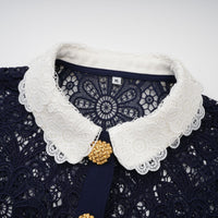 Ariane Navy Crochet-lace Midi Dress