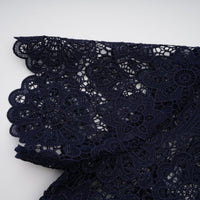 Ariane Navy Crochet-lace Midi Dress
