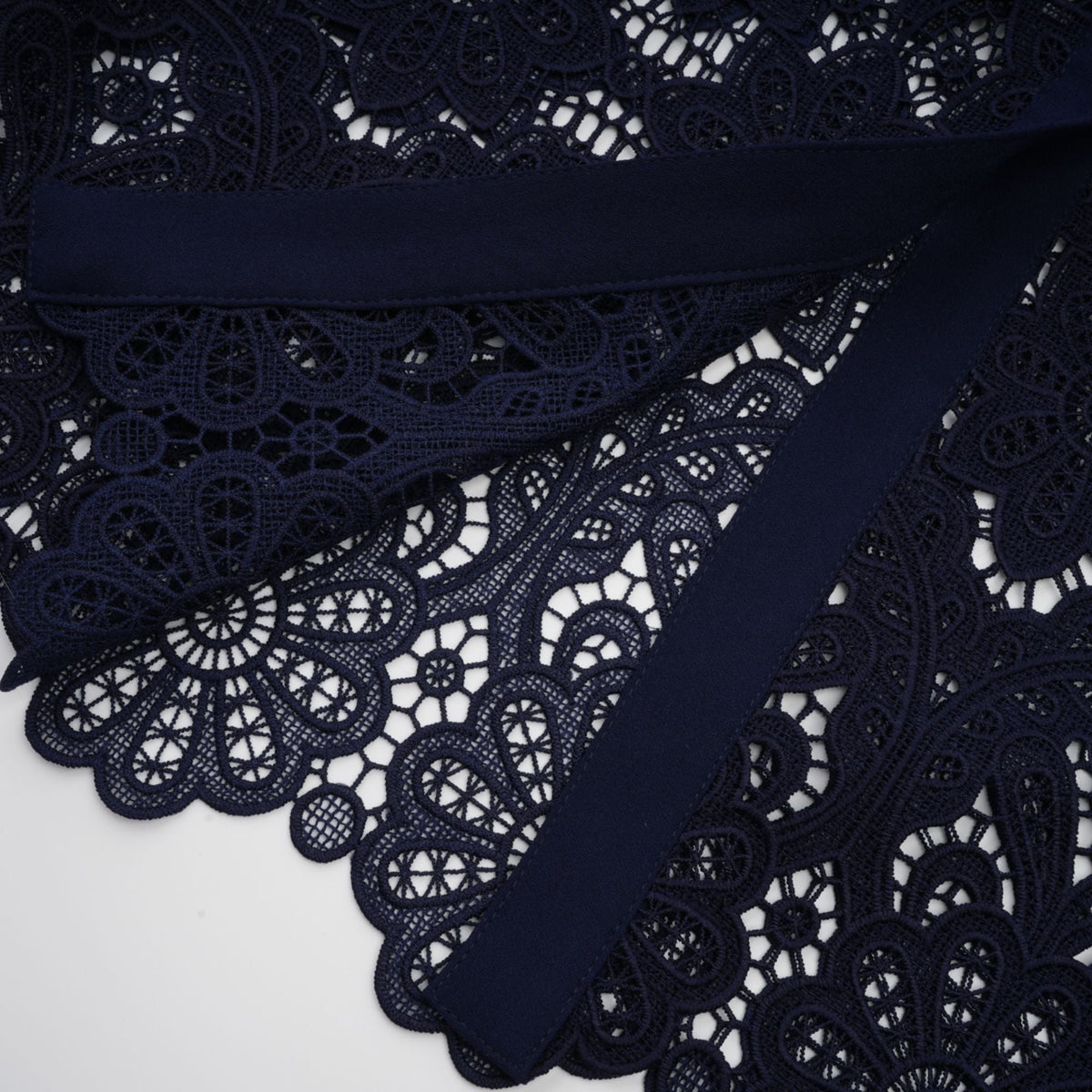 Ariane Navy Crochet-lace Midi Dress