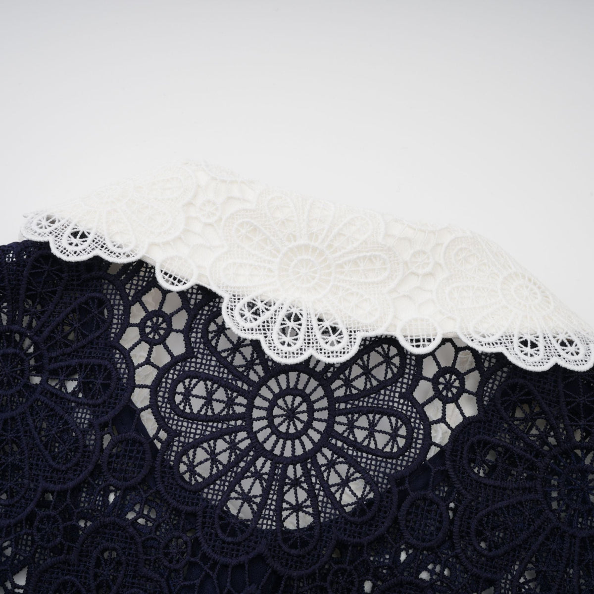 Ariane Navy Crochet-lace Midi Dress