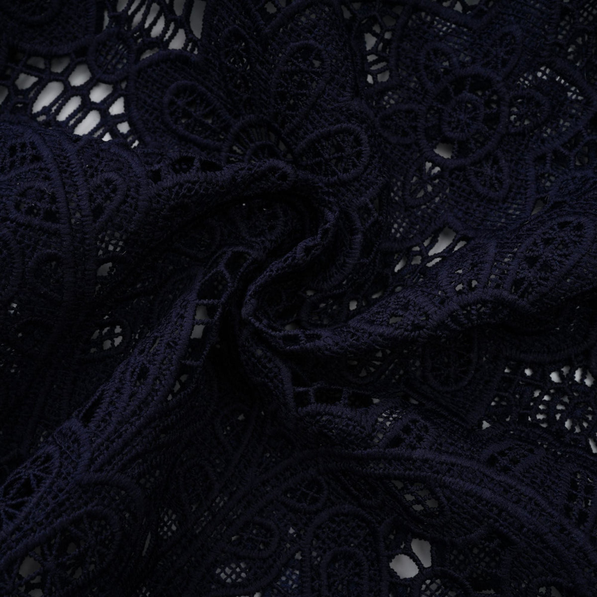 Ariane Navy Crochet-lace Midi Dress