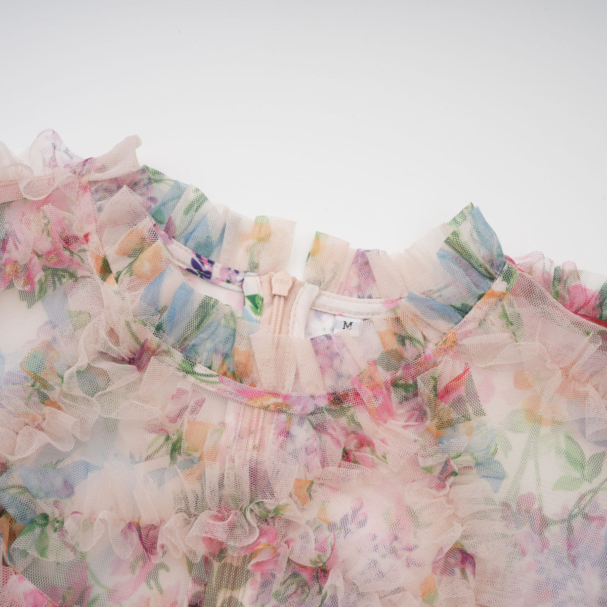Candice floral ruffled tulle midi dress