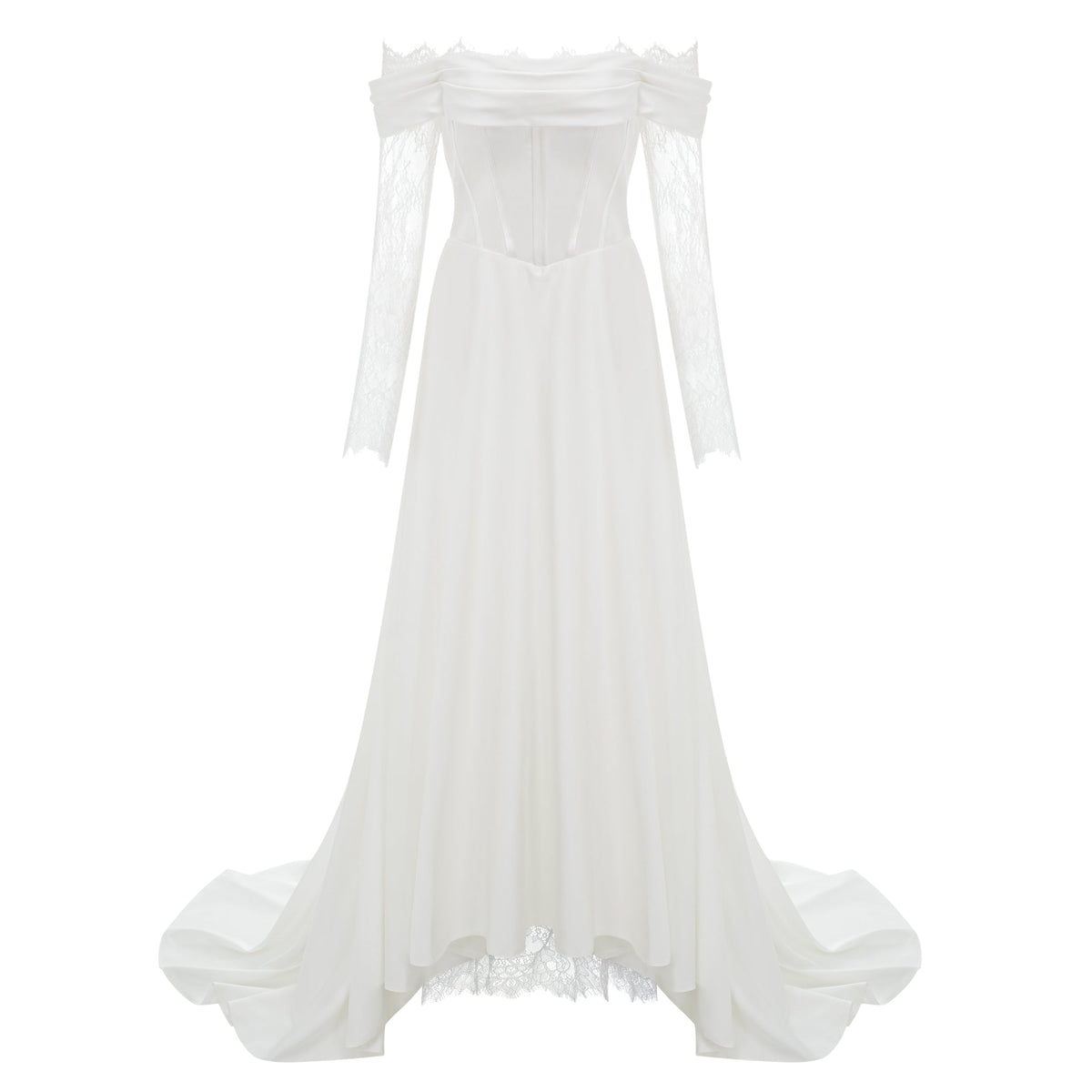 Víctor White Off-Shoulder Lace Panel Maxi Dress