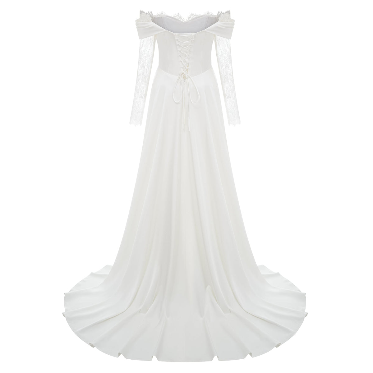 Víctor White Off-Shoulder Lace Panel Maxi Dress