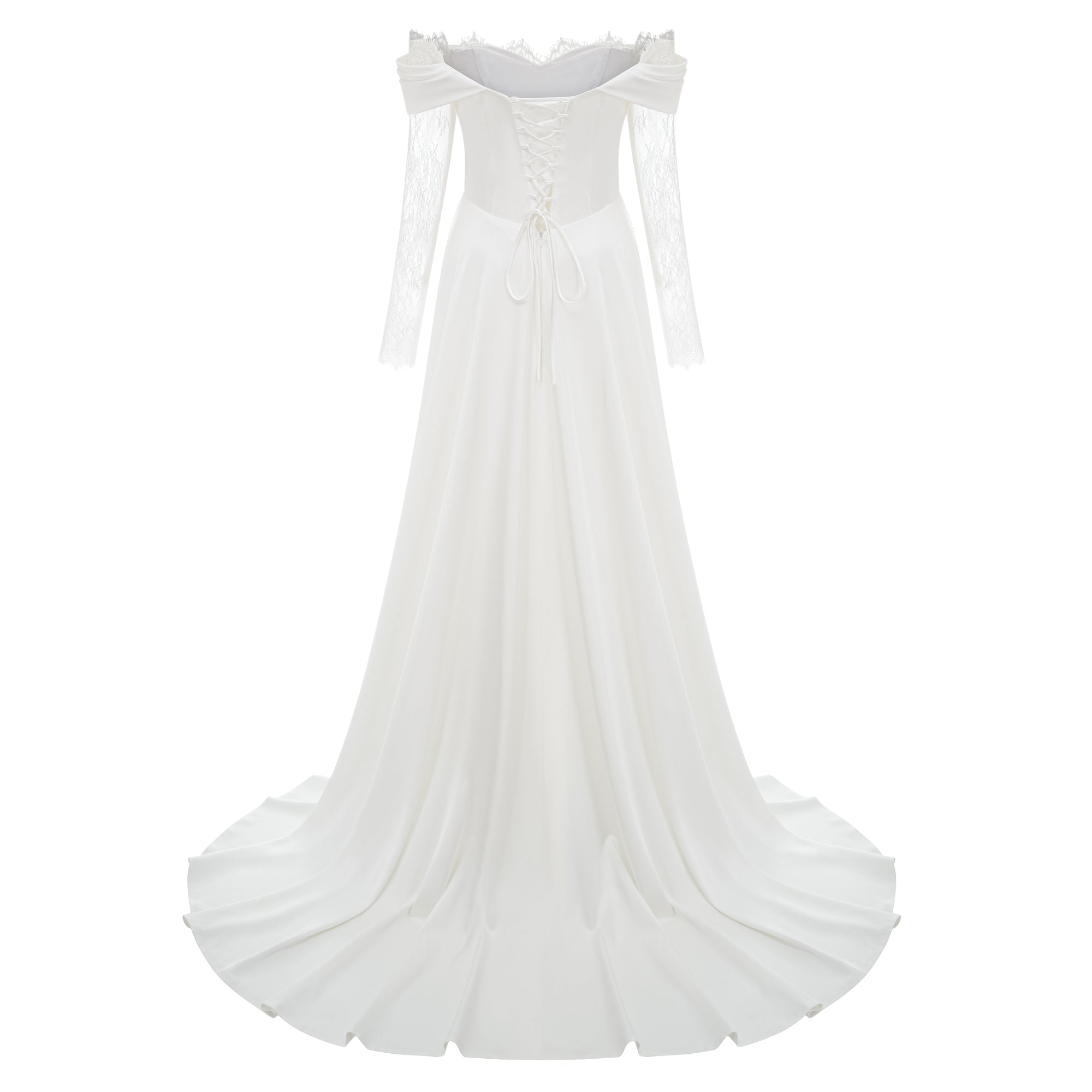 Víctor White Off-Shoulder Lace Panel Maxi Dress