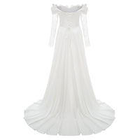 Víctor White Off-Shoulder Lace Panel Maxi Dress